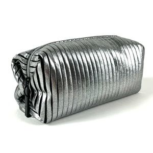 MAC Cosmetics Silver Satin Make Up Cosmetic Bag